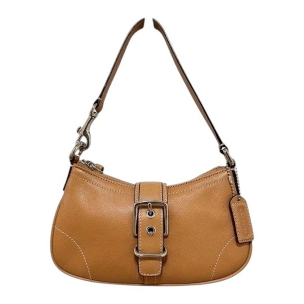 Coach Hamptons Demi Shoulder Bag Leather Tan Buckle Y2K 7542